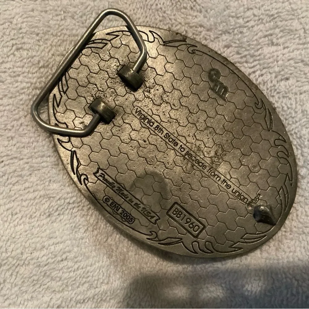 Red and Silver Oval Belt Buckle
